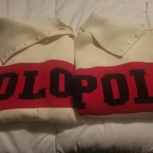 Red and White Knit Sweater